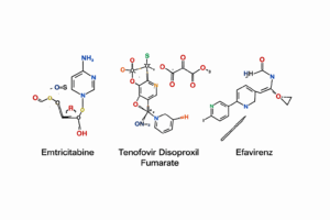 Emtricitabine, Tenofovir disoproxil fumarate, Efavirenz